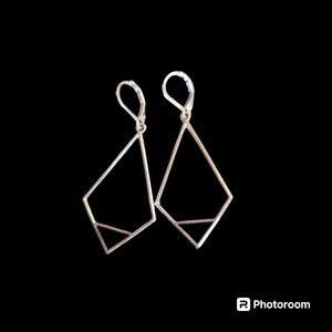 Silver and Black Geometric Earrings NWOT